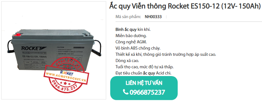 Liên hệ acquyroket.com.vn mua acquy Rocket ES150-12 chính hãng
